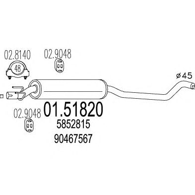 MTS 0151820 -  Средний глушитель выхлопных газов