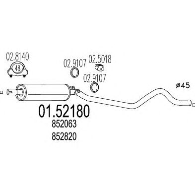 MTS 0152180 -  Средний глушитель выхлопных газов