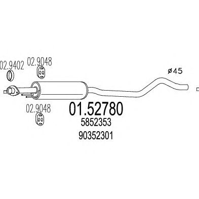 MTS 0152780 -  Средний глушитель выхлопных газов