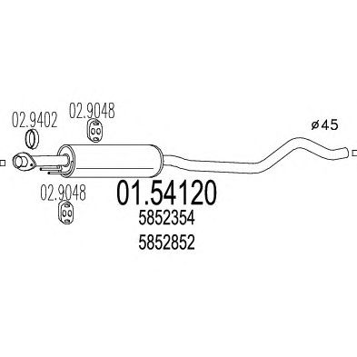 MTS 0154120 -  Средний глушитель выхлопных газов