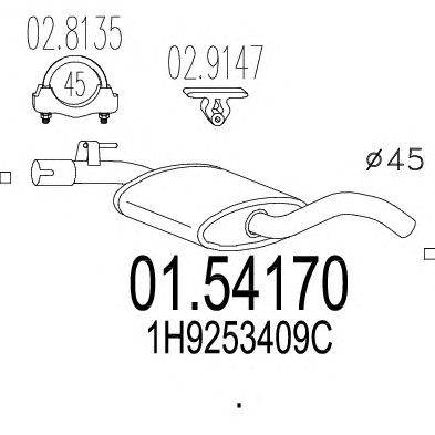 MTS 0154170 -  Средний глушитель выхлопных газов
