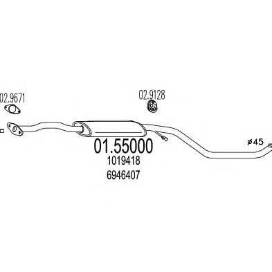 MTS 0155000 -  Средний глушитель выхлопных газов
