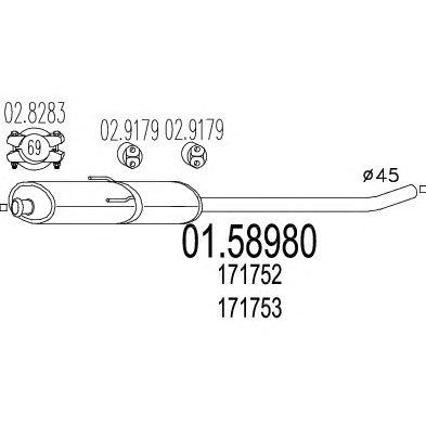 MTS 0158980 -  Средний глушитель выхлопных газов