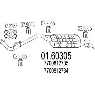 MTS 0160305 -  Глушитель выхлопных газов конечный