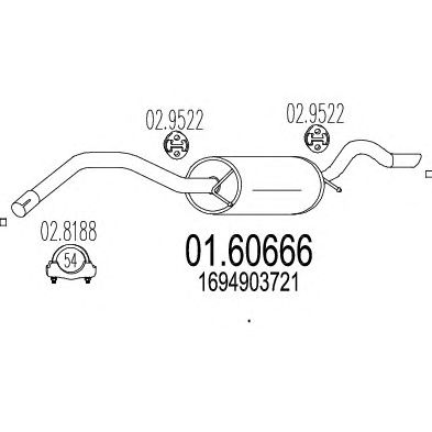 MTS 0160666 -  Глушитель выхлопных газов конечный