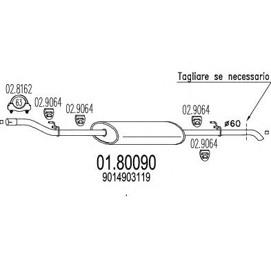 MTS 0180090 -  Средний глушитель выхлопных газов