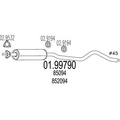MTS 0199790 -  Средний глушитель выхлопных газов