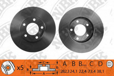 NIBK rn1057 -  Диск тормозной передний вентилируемый