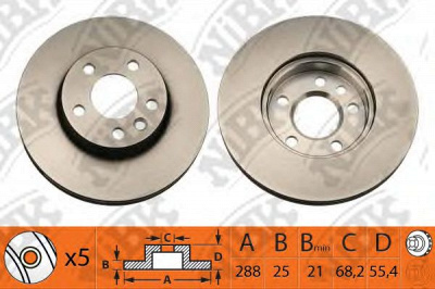 NIBK rn1075 -  Диск тормозной передний вентилируемый