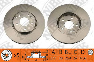 NIBK rn1087 -  Диск тормозной передний вентилируемый