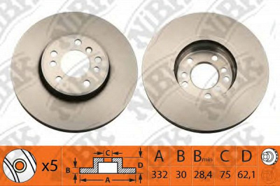 NIBK rn1154 -  Диск тормозной передний вентилируемый