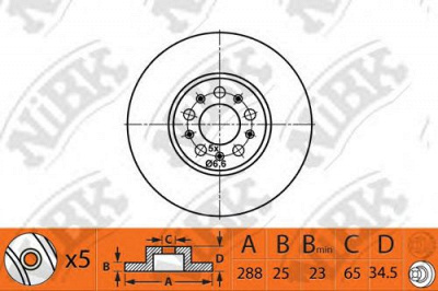 NIBK rn1379 -  Диск тормозной передний вентилируемый