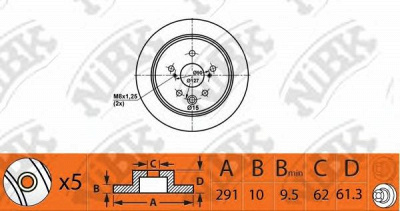 NIBK rn1438 -  Диск тормозной задний
