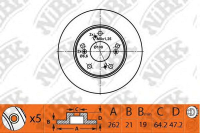 NIBK rn1468 -  Диск тормозной передний вентилируемый