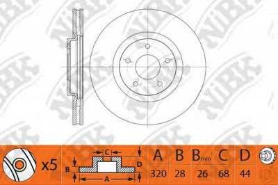 NIBK rn1470 -  Диск тормозной передний вентилируемый