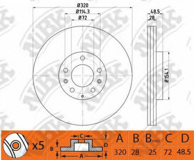 NIBK rn1503 -  Диск тормозной передний вентилируемый