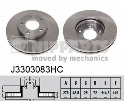 NIPPARTS j3303083hc -  Тормозной диск