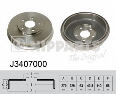 NIPPARTS j3407000 -  Тормозной барабан
