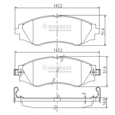 NIPPARTS j3600902 -  Комплект тормозных колодок, дисковый тормоз