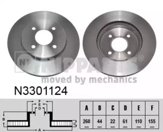 NIPPARTS n3301124 -  Диск тормозной вентилируемый