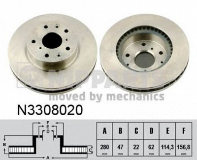 NIPPARTS n3308020 -  Тормозной диск