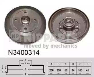 NIPPARTS n3400314 -  Тормозной барабан