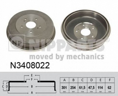 NIPPARTS n3408022 -  Тормозной барабан
