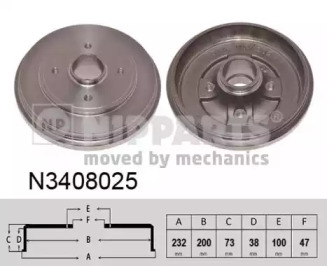 NIPPARTS n3408025 -  Тормозной барабан