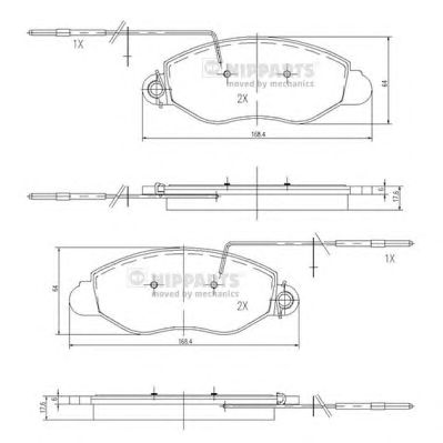 NIPPARTS n3601104 -  Комплект тормозных колодок, дисковый тормоз