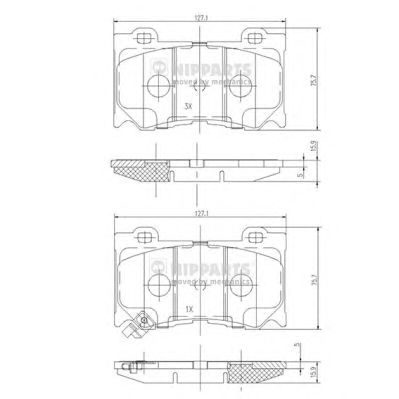 NIPPARTS n3601107 -  Комплект тормозных колодок, дисковый тормоз