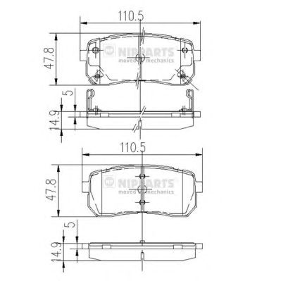 NIPPARTS n3610308 -  Комплект тормозных колодок, дисковый тормоз