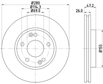 NISSHINBO nd6023k -  Диск тормозной вентилируемый