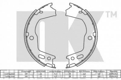 NK 2734851 -  Комплект тормозных колодок, стояночная тормозная система