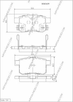 NPS h361a19 -  Комплект тормозных колодок, дисковый тормоз