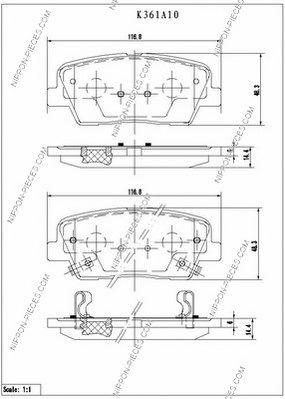 NPS k361a10 -  Комплект тормозных колодок, дисковый тормоз