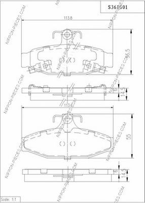 NPS s361g01 -  Комплект тормозных колодок, дисковый тормоз