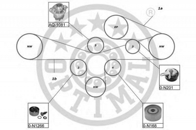 OPTIMAL sk1619aq1 -  Водяной насос + комплект зубчатого ремня