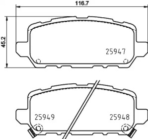 PAGID t2545 -  Комплект тормозных колодок, дисковый тормоз