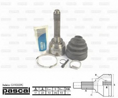 PASCAL g19003pc -  Шарнирный комплект, приводной вал