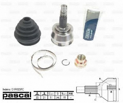 PASCAL g1f023pc -  Шарнирный комплект, приводной вал