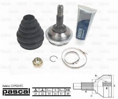 PASCAL g1p020pc -  Шарнирный комплект, приводной вал