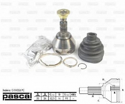 PASCAL g1x026pc -  Шарнирный комплект, приводной вал