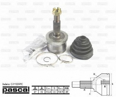 PASCAL g1y009pc -  Шарнирный комплект, приводной вал