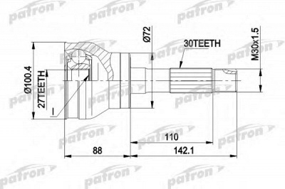 PATRON pcv1002 -  Шарнирный комплект, приводной вал