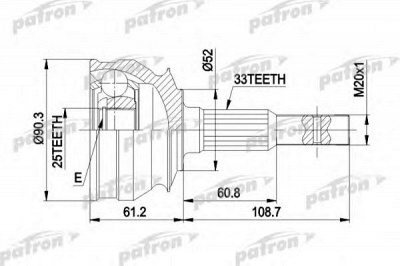 PATRON pcv1008 -  Шарнирный комплект, приводной вал