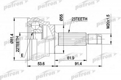 PATRON pcv1014 -  Шарнирный комплект, приводной вал