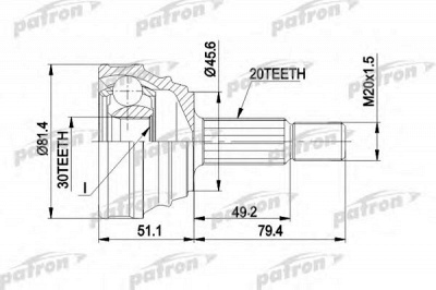 PATRON pcv1034 -  Шарнирный комплект, приводной вал