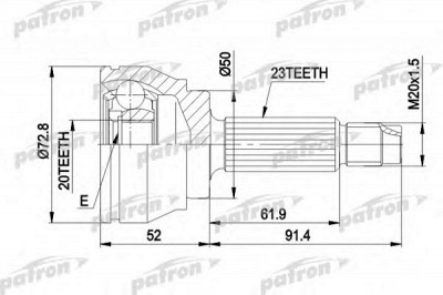 PATRON pcv1037 -  Шарнирный комплект, приводной вал