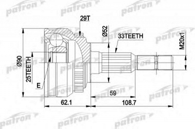 PATRON pcv1051 -  Шарнирный комплект, приводной вал