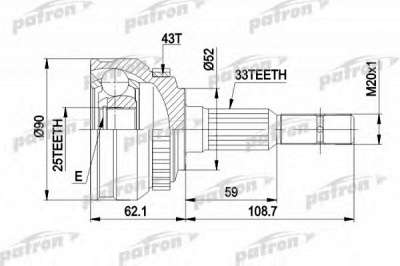 PATRON pcv1052 -  Шарнирный комплект, приводной вал